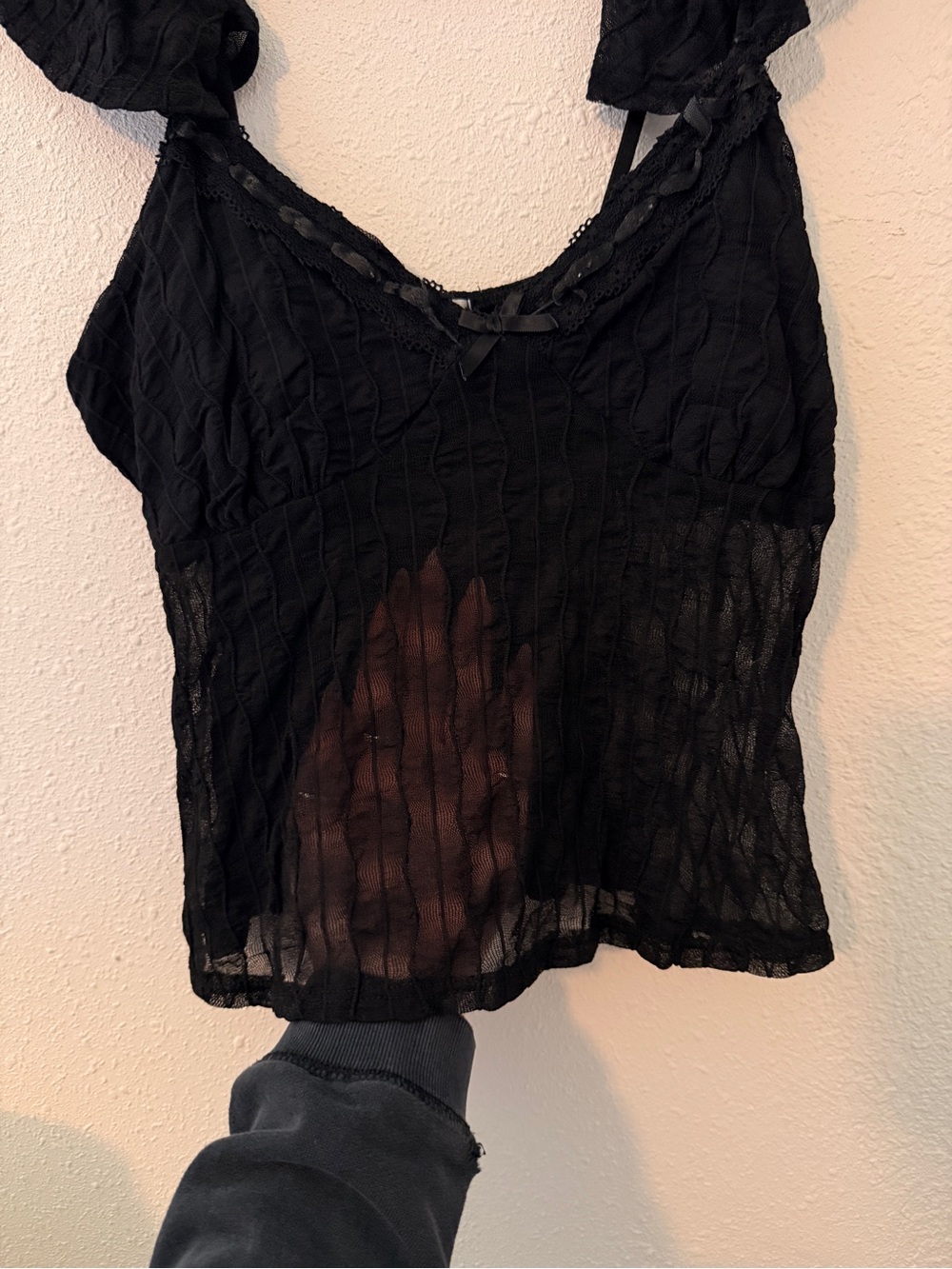 Black Ruffled Sleeve Women’s Top